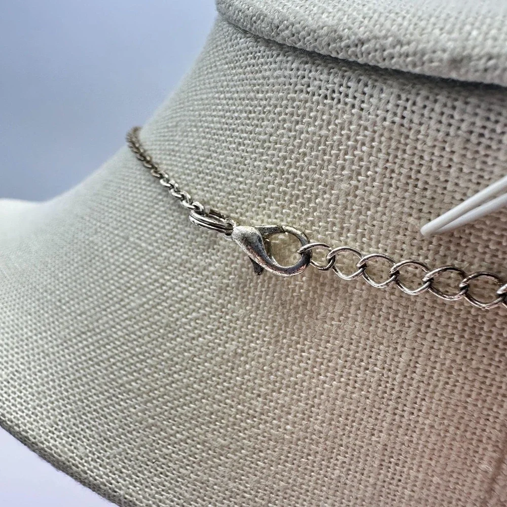 Vintage Y2K Silver Tone‎ Beaded Y-Drop Necklace Boho Statement Women's Jewelry